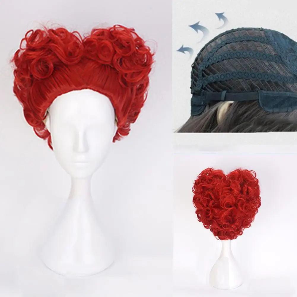 Perruque de Cosplay reine rouge reine des cœurs, perruques synthétiques rouges résistantes à la chaleur/bonnet de perruque, nouvelle collection