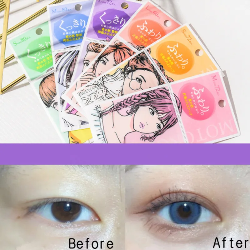 2 แพ็ค MOTONOZEN Double Eyelid สติกเกอร์เทปที่มองไม่เห็นธรรมชาติพับเปลือกตาโปร่งใสวาง Big Beauty Eyes Applicator เครื่องมือ