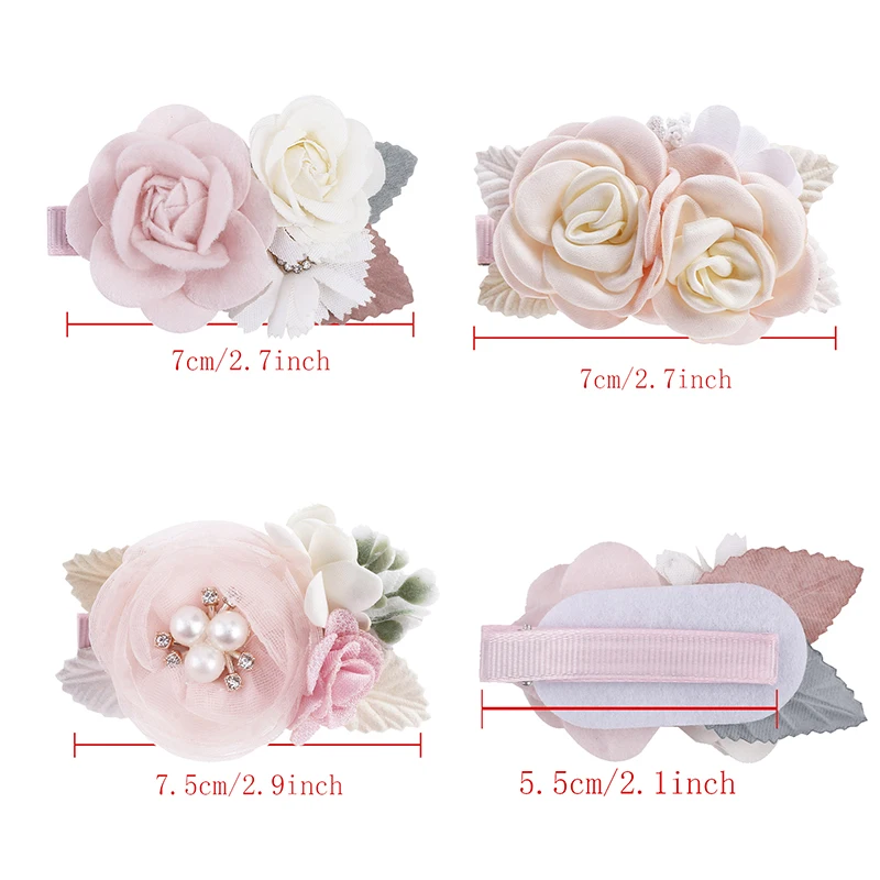 1or2or3pcs Spring Style Pink White Rose Flower Sweet Cute Beauty Baby Girl Headband Handmade New Hair Design Popular Fashion