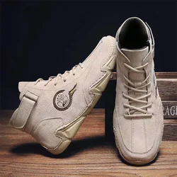 Men Boots Comfortable Casual Leather Luxury High Top Sports Shoes Autumn Lazy Loafers Soft Soled Men's Motorcycle Ankle Boots