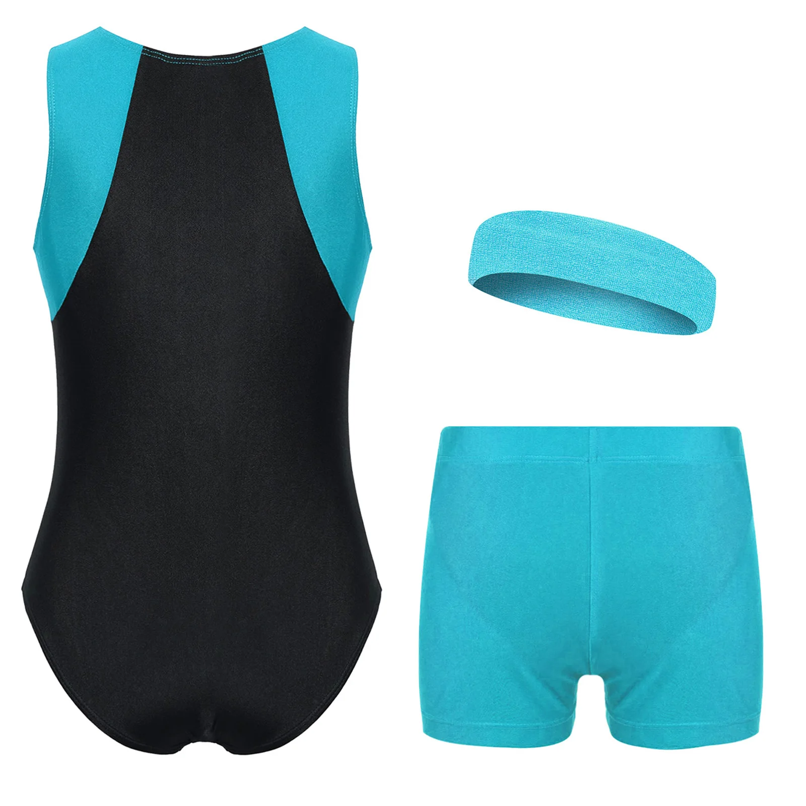 Crianças ginástica bodysuit para meninos patinação macacão sem mangas collant com shorts bandana acrobacia treino macacão de fitness