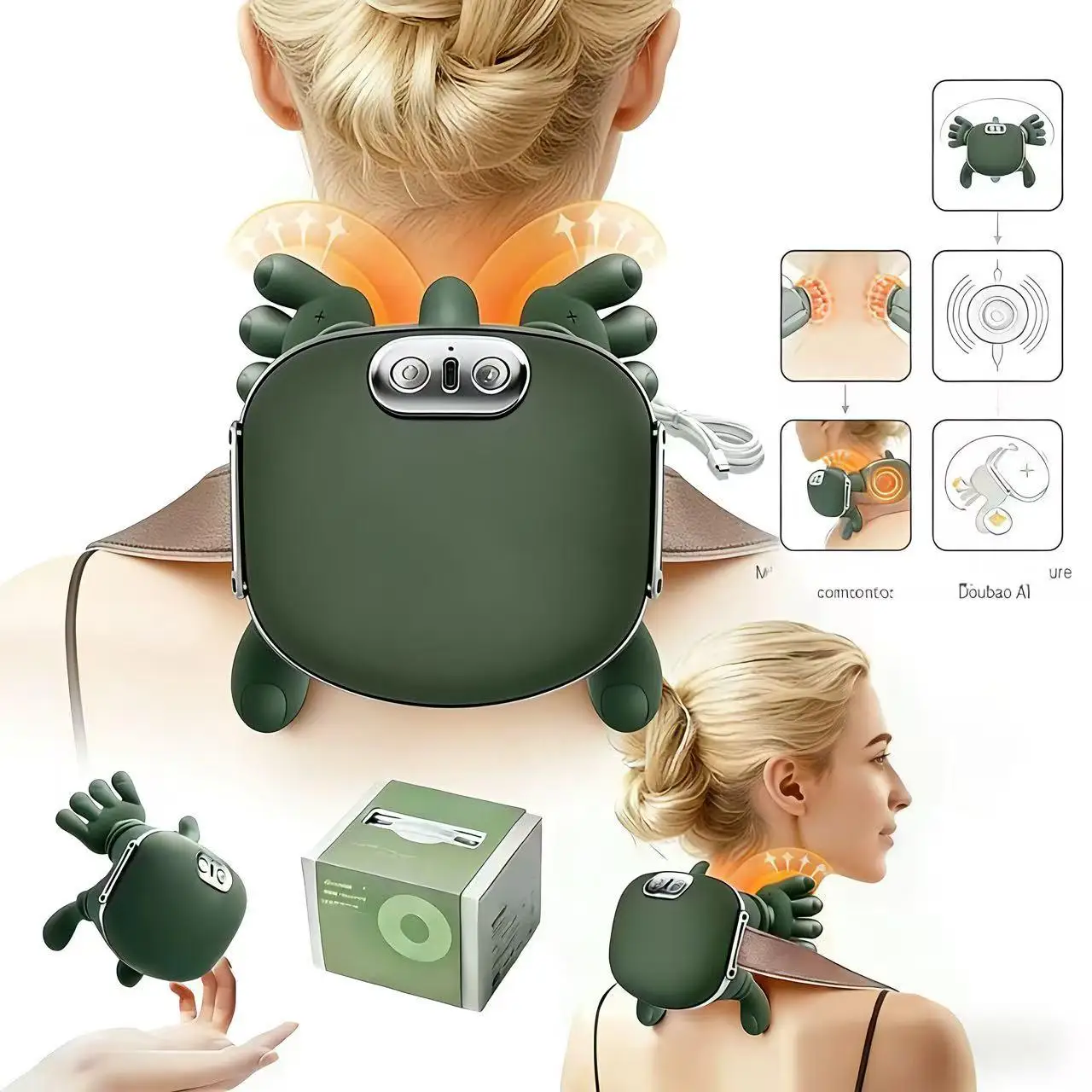

Bionic Fingerr Intelligent Cervical Massage Device Wireless Cervical Trapezius Kneading Body Back And Back Shoulder Pain Relief