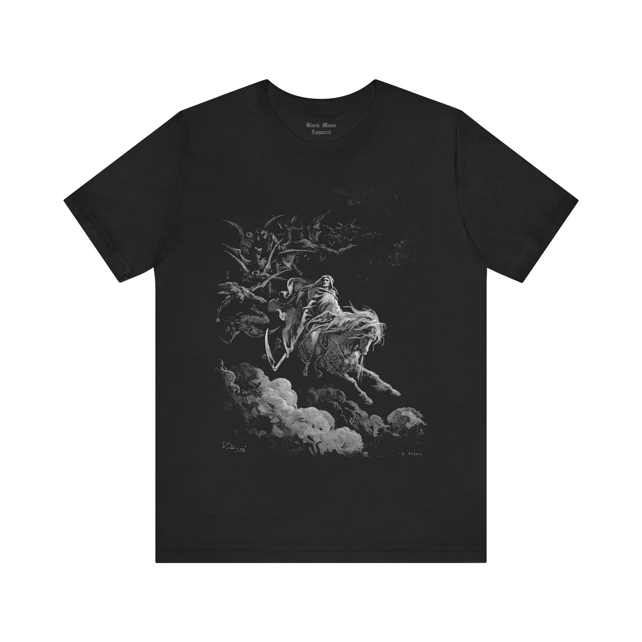 The Vision of Death Gustave Dore Art Pale Horse T-shirt Apocalypse Shirt Gothic Tshirt Grim Reaper Unisex Jersey Short Sleeve