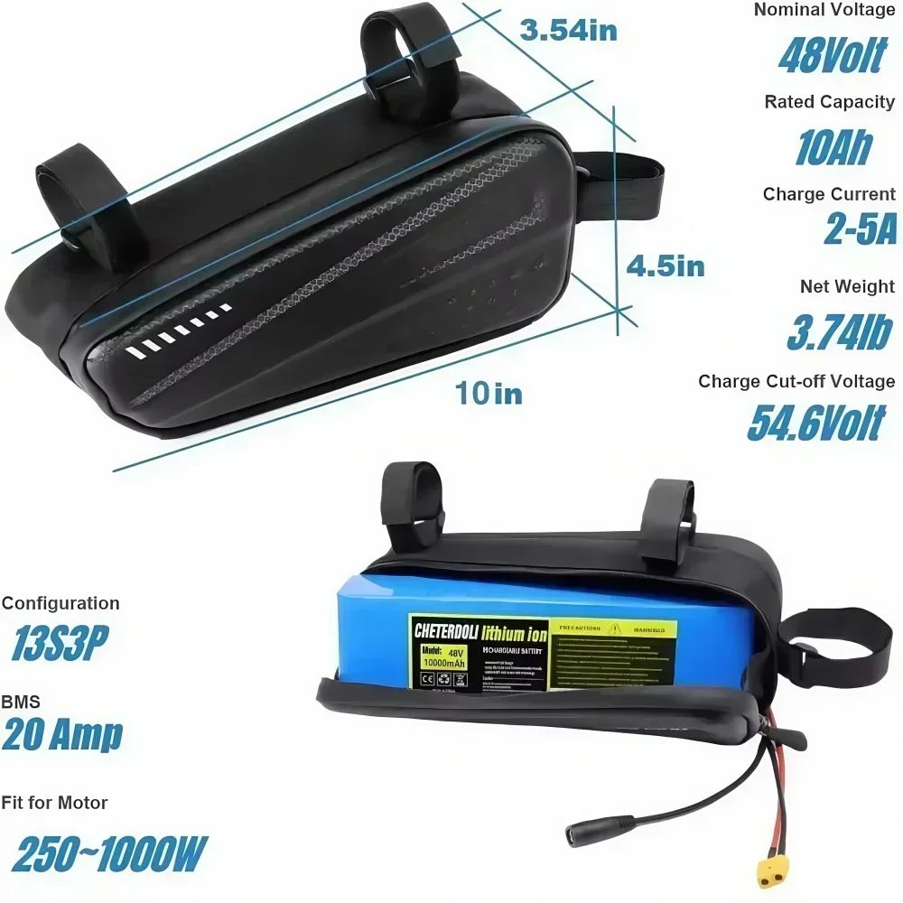 10S3P/13S3P 36V/48V 14Ah 충전식 리튬 이온 배터리 – BMS로 방수 처리, 500W 스쿠터에 이상적