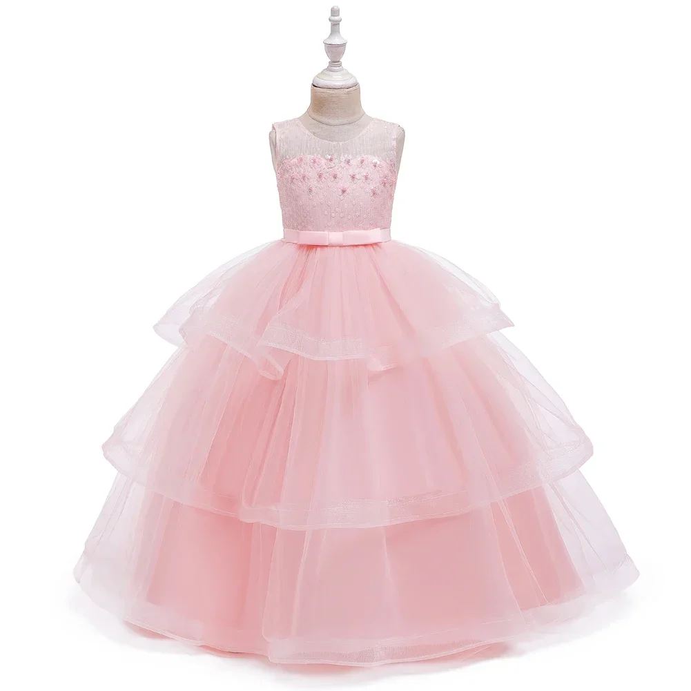 Girl Dress 6 Colors 120cm-170cm Children European and American Long Skirt Gauze Ball Gown Princess Vestidos Party Performance