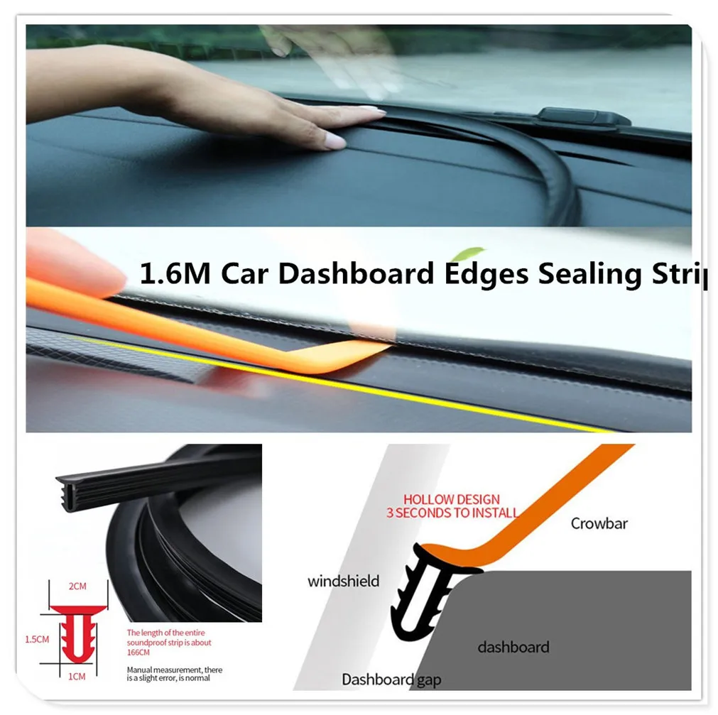 UType 1.6M Car Dashboard Strip Front Windshield Sealing Rubber Strips for BMW M8 M550i M550d M4 M3 M240i M140i 530i 128i