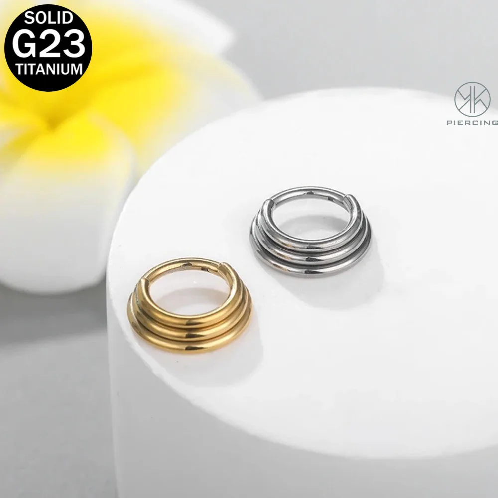 1 piezas anillo de nariz de aro de titanio Septum Clicker bisagrado Conch Daith Helix Tragus pendiente para las mujeres Piercings Joyería