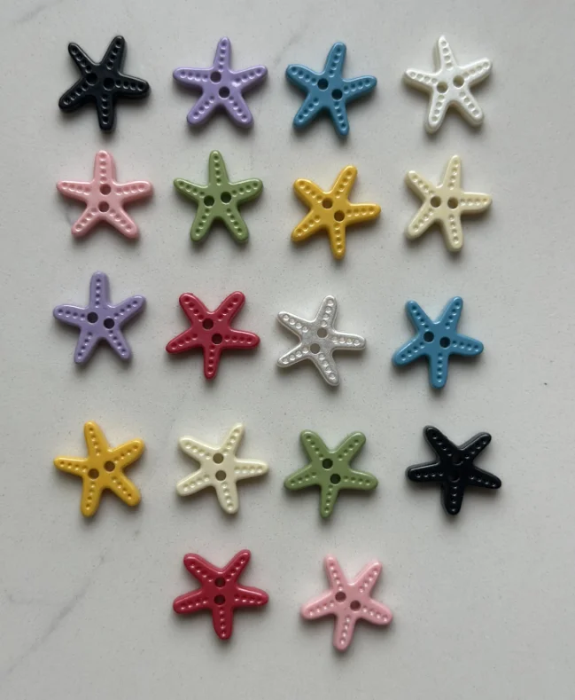 Colorful Cartoon Starfish Children's Buttons Two-Eyed Hand-Sewn for Large Coat And Sweater Kids Fashion Accessory