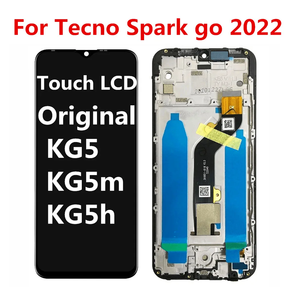 

Черный ЖК-экран 6,52 дюйма для Tecno Spark Go 2022 KG5 KG5H KG5M, дисплей, сенсорная панель, дигитайзер в сборе, замена/с рамкой