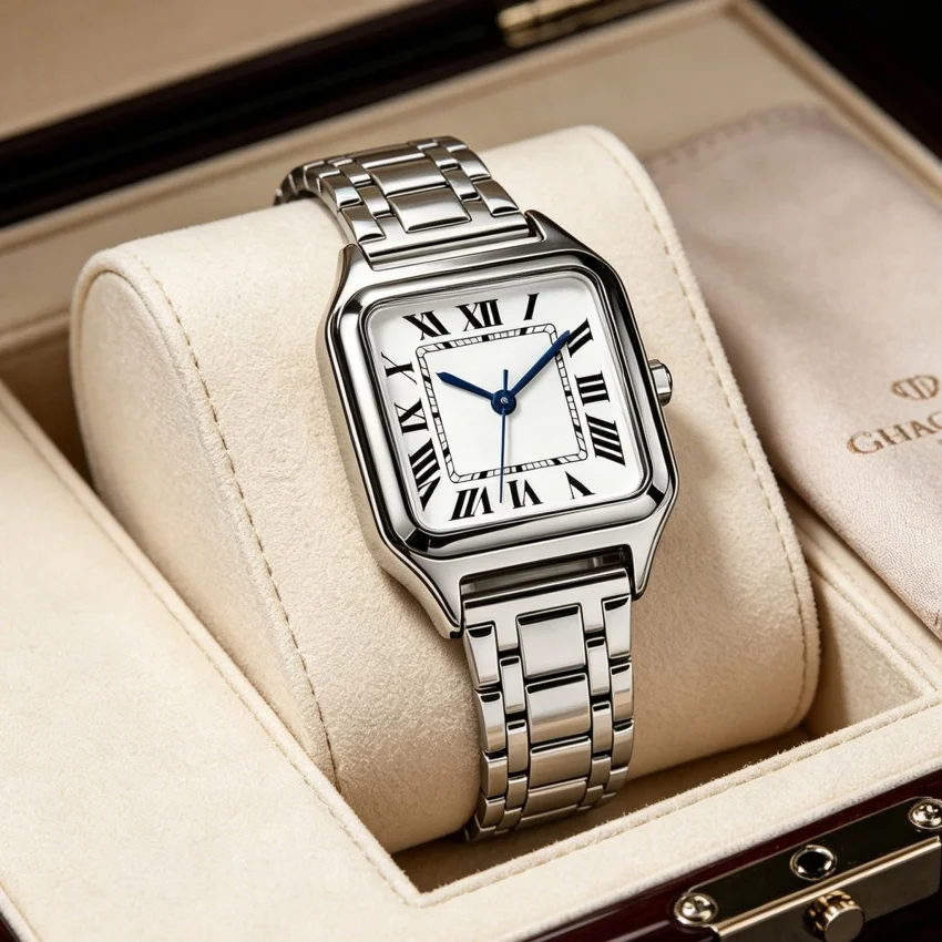 Luxury Watch for Men Stainless Steel Strap High-End Luxury Small Square Men's Watch Business Casual Versatile Men's Wristwatch