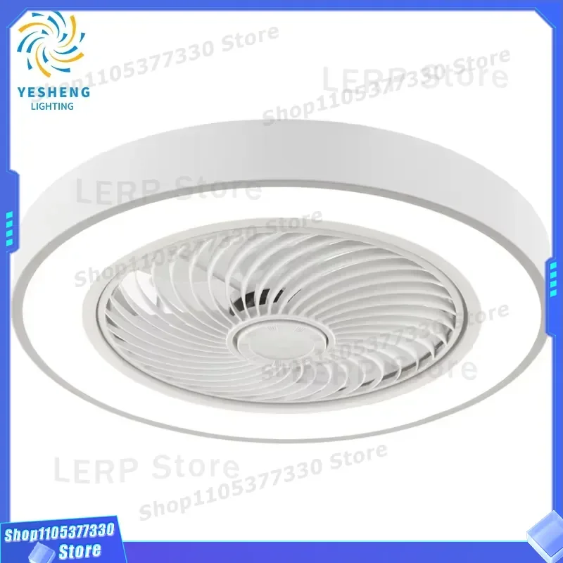 Modern Round Ceiling Fan Light with Remote Control Dimmable LED Lamp 2 in 1 Air Cooling Fixture for Bedroom Living Room Decor