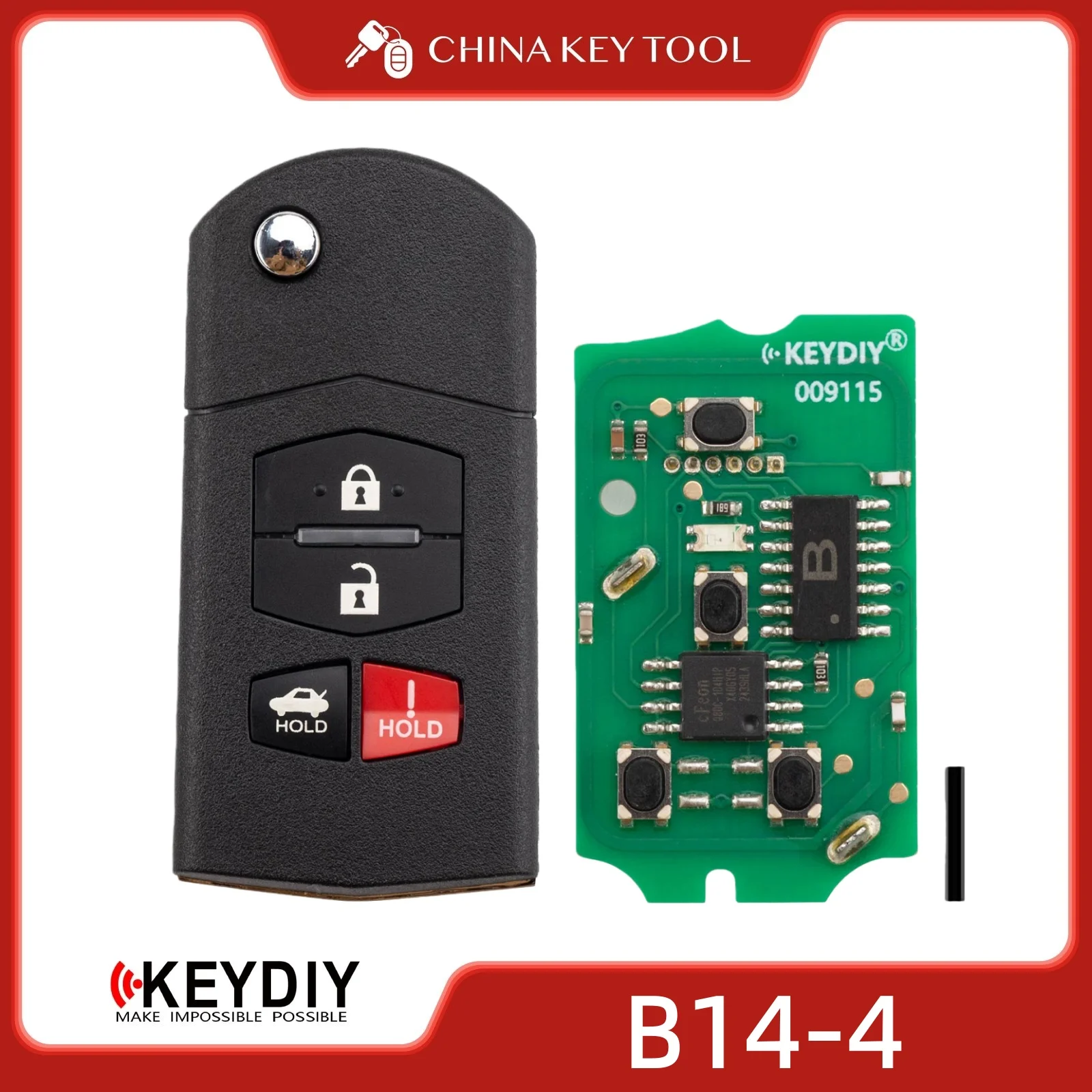 KEYDIY KD B14-4 Universal Flip Remote Key 3+1 Buttons Compatible with Mazda Type