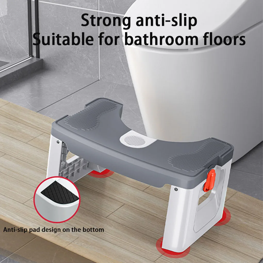 화장실 발판, 접이식 스쿼트 스툴, 원형 아크 두꺼운 미끄럼 방지, 보관 용이, 대부분의 변기에 적합, 가정용 발판