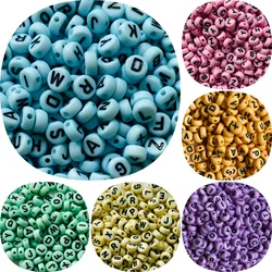 100/200/300/500pcs Acrylic Colorful Letter Beads Round Flat Loose Spacer Alphabet Beads For Jewelry Making DIY Necklace Bracelet