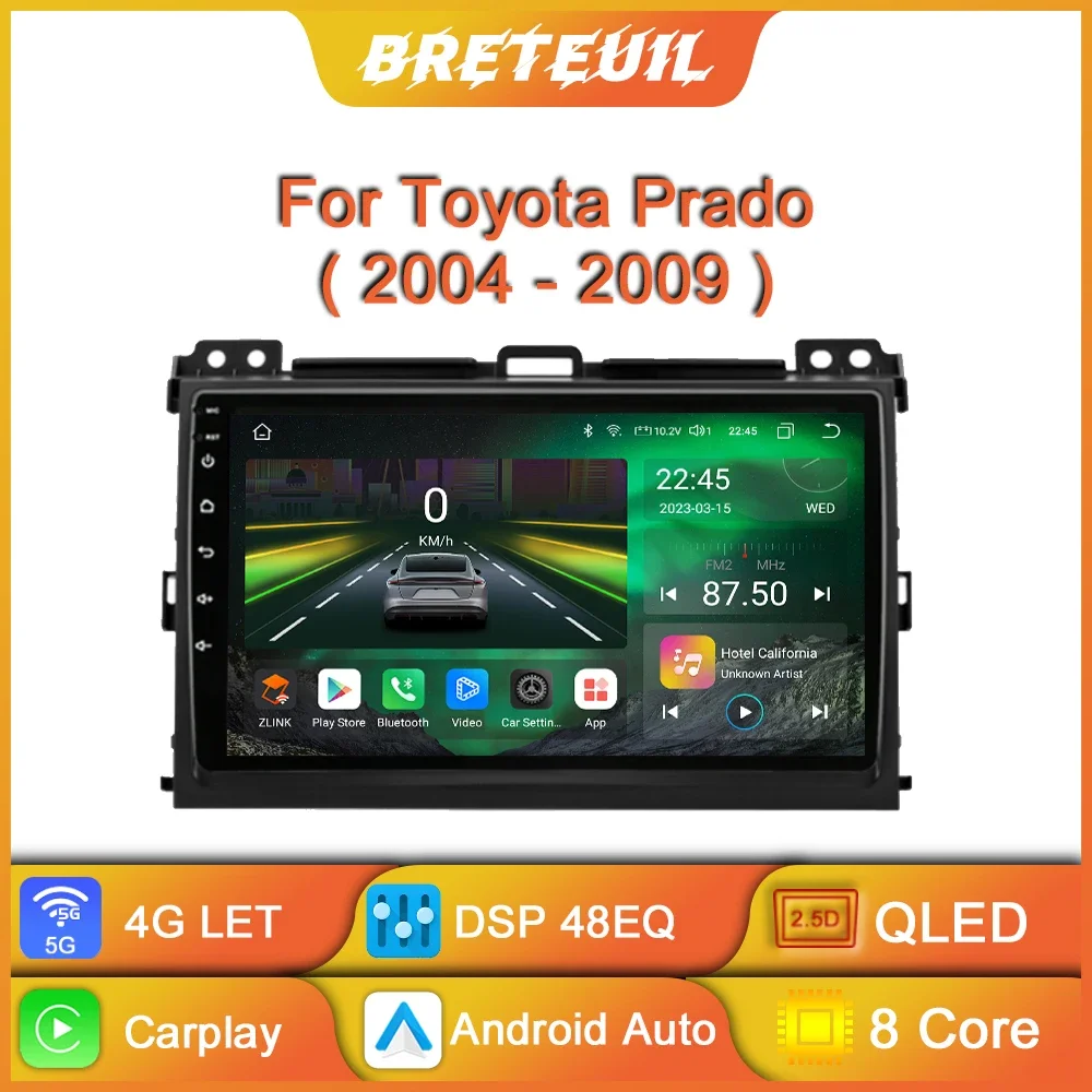 For Toyota Land Cruiser Prado 120 Lexus GX470 Android Car Radio Multimedia Player Carplay GPS QLED Touch Screen Navigation