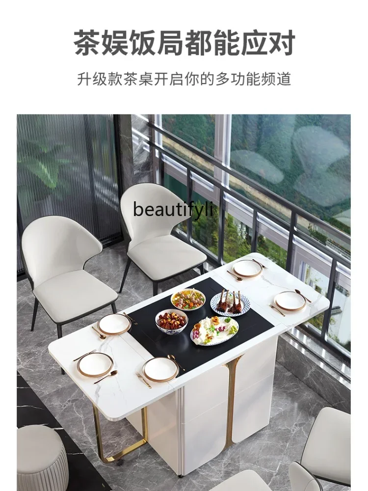 

x1zStone Plate Folding Coffee Table Dual-Purpose Multifunctional Lifting Mobile Light Luxury Home Modern Balcony Tea Table