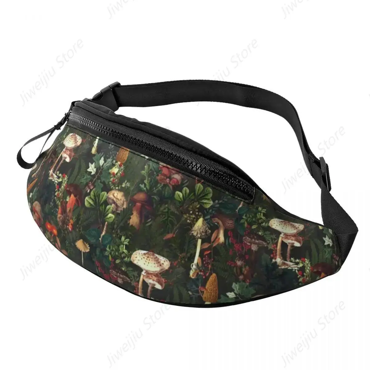 Vintage Night Mushrooms Fanny Pack for Travel Hiking Men Women Botanical Forest Garden Crossbody Waist Bag Phone Money Pouch