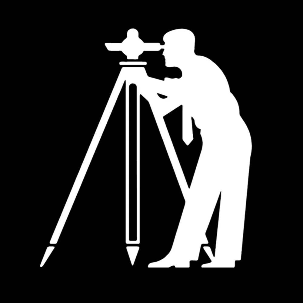 Surveyor With Level Transit Tripod Graphic Car Sticker Vinyl Decal Resistant Decor For Truck Window Engineering Vehicle Exterior
