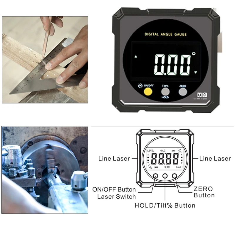 Laser Digitale Gradenboog Inclinometer Gradenboog Laser Usb Inclinometer Level Hoekzoeker Goniometer Magneet Tilt Meetinstrument