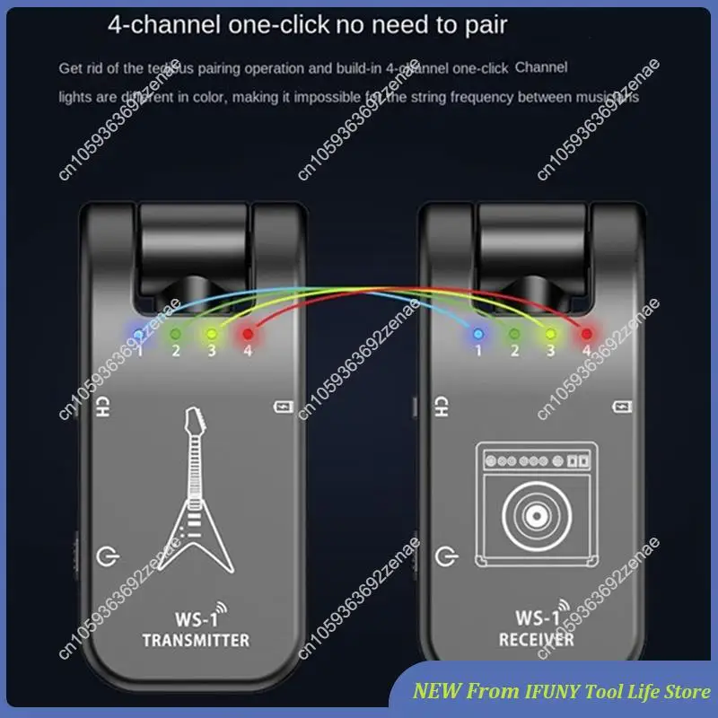 

2.4G Wireless Guitar Transmitter Receiver Guitar System 48K/24Bit Real-Time Transmission Rotatable Plug For Guitars New