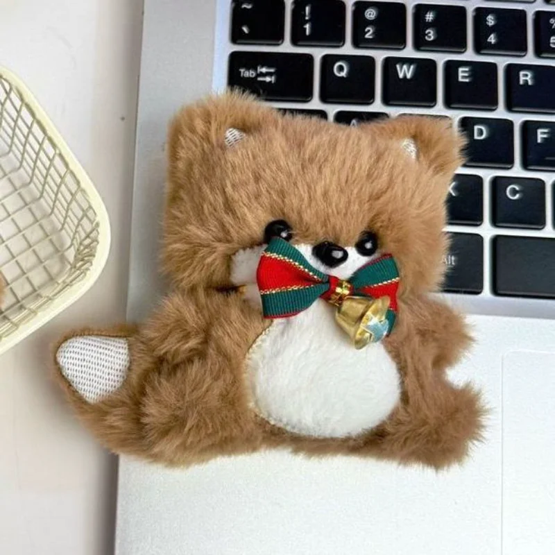 Nuevo zorro de peluche lindo campana de dibujos animados bolsa de zorro colgante accesorios de decoración muñeco de peluche de Navidad regalo para llaveros de niños y niñas