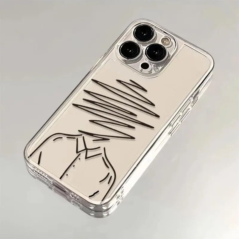 

Abstract Line Person Clear Phone Case For iPhone 16 15 11 12 14 13 Pro Max Mini X XSMax XR 7 8 Plus SE4 16e Silica Covers Funda