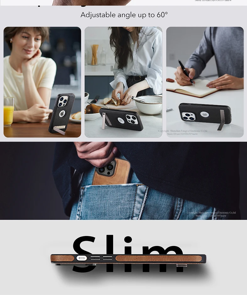 PU-Leder-Handyhülle mit Ständer für iPhone 17 16 15 Pro Max 14 Plus 13 12 11 Mini Soft Grip Luxus-Rückseite mit Ständer – Detail 5
