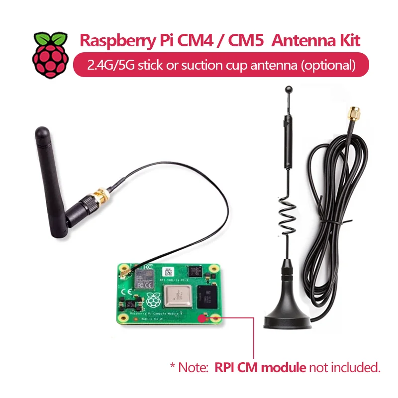 Antenna WiFi Raspberry Pi CM4 / CM5 con connettore SMA, supporta 2,4G/5G, antenna stick o ventosa (opzionale).