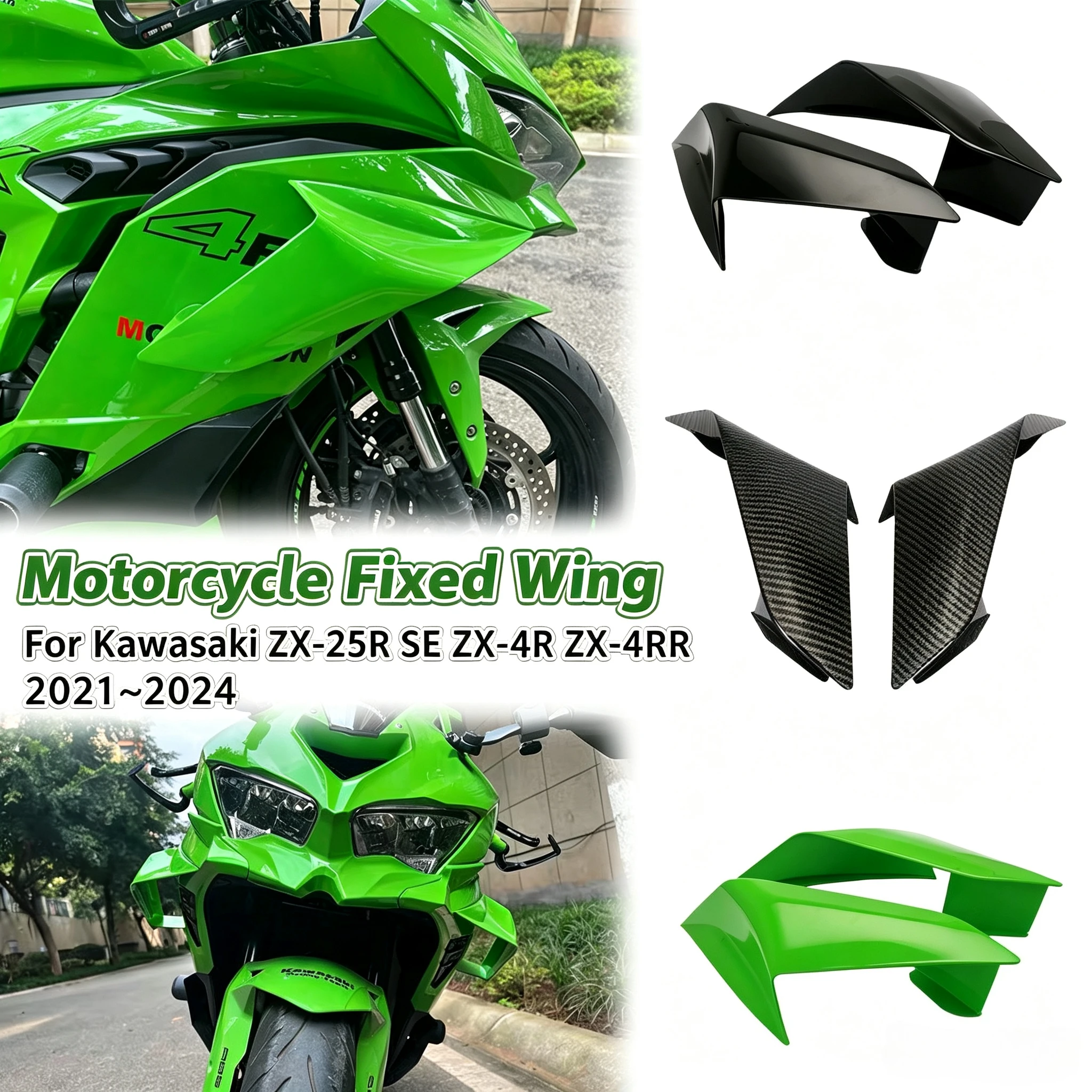 For Kawasaki ZX‑25R SE ZX‑4R ZX4RR Modified Wind Wing Deflector Side Spoiler, Motorcycle Airflow Cover Accessories