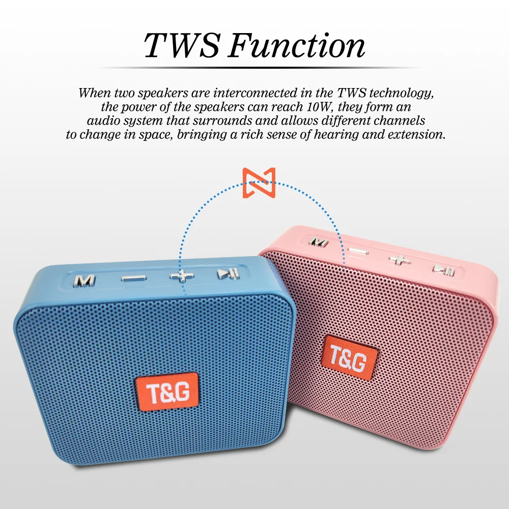 TG166 Portable Bluetooth Speaker Wireless Mini Bass Column Boombox BT USB TF AUX Play Outdoor Loudspeaker For Smart Phone Tablet