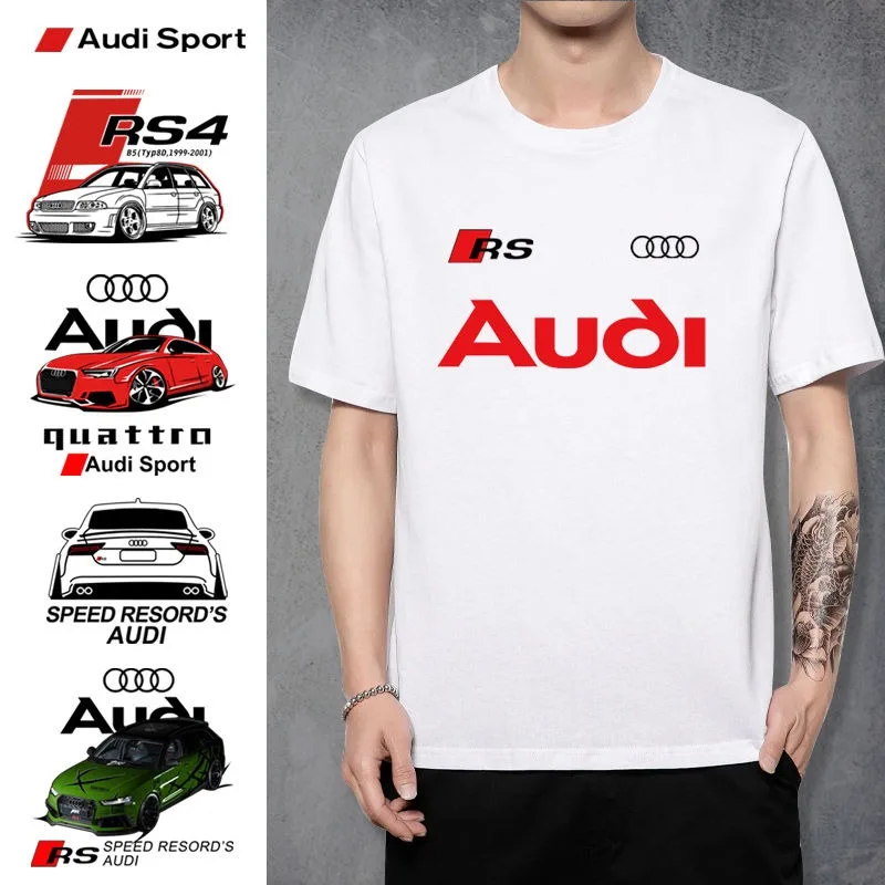 

2025 Best-selling Audi RS Car Printed Men's Cotton T-shirt Street Wear Sports and Leisure Summer Lifestyle Club Short Sleeves