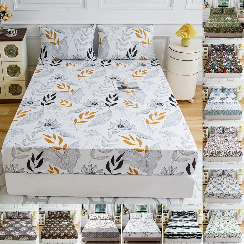 

1pc Printed Pattern Fitted Sheet-Soft Breathable Comfortable Bedding for Bedroom,Guest Room (without Pillowcase)cama Box Casal
