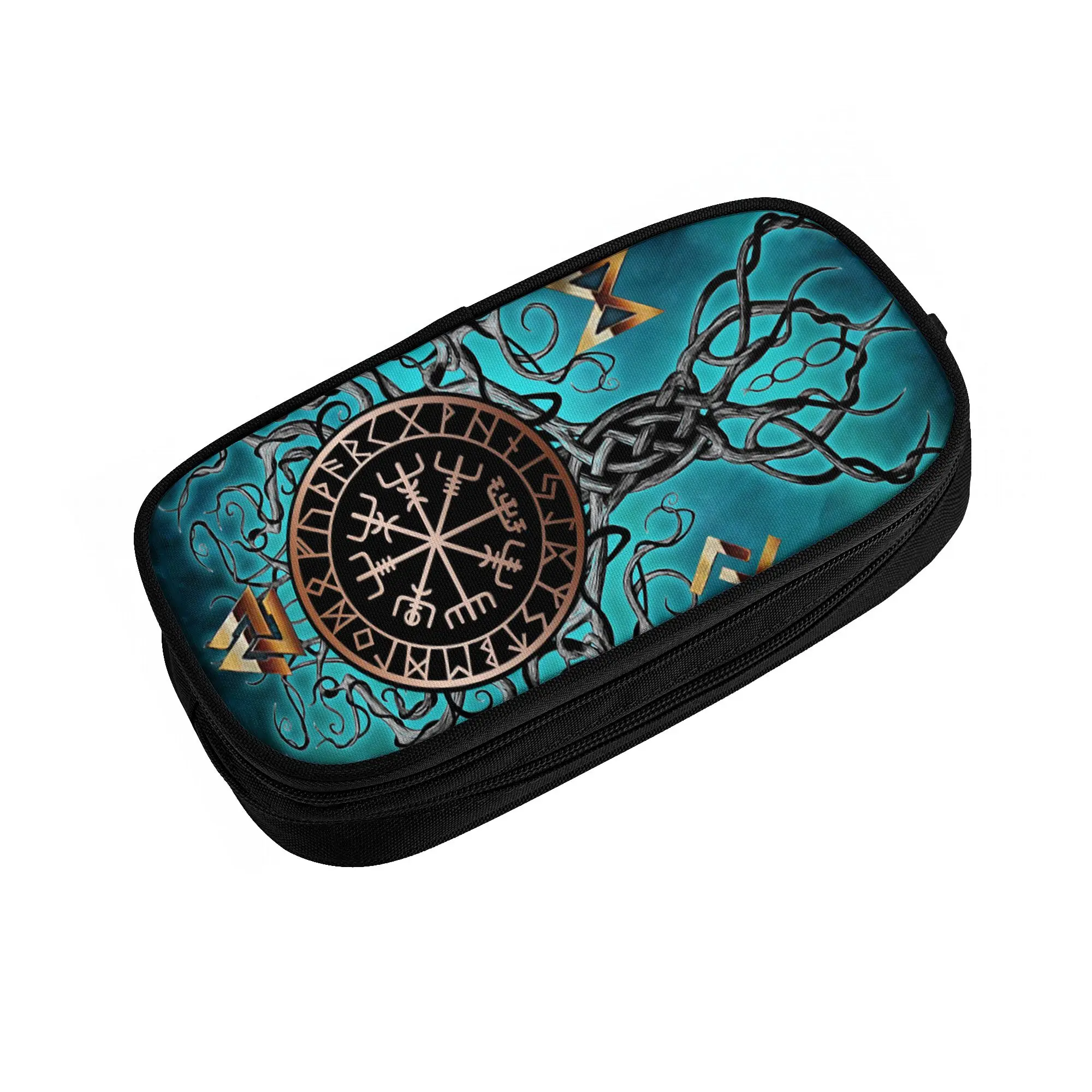 Kawaii Viking Yggdrasil Tree Of Life Pencil Case for Girl Boy Large Storage Vikings Valhalla Vegvisir Pencil Bag School Supplies