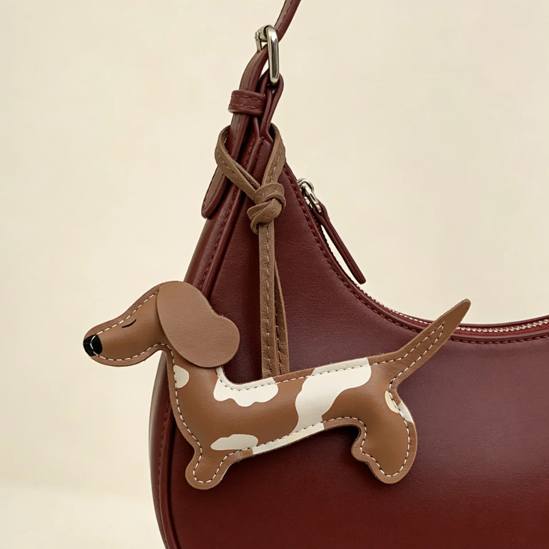 Leather sausage spotted dog pendant For Coach Goyard Handbag Bag Diy Ornaments Bag Charms Accessory