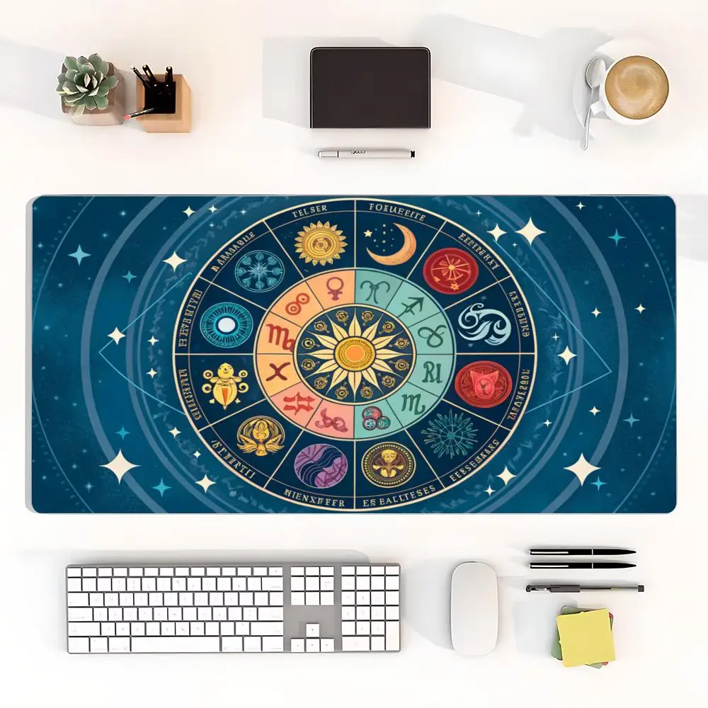 Celestial Planet Astrolabe Pattern Playmat Natural Rubber Material Mystic Game Card Pad & Keyboard Accessories Desk Mat