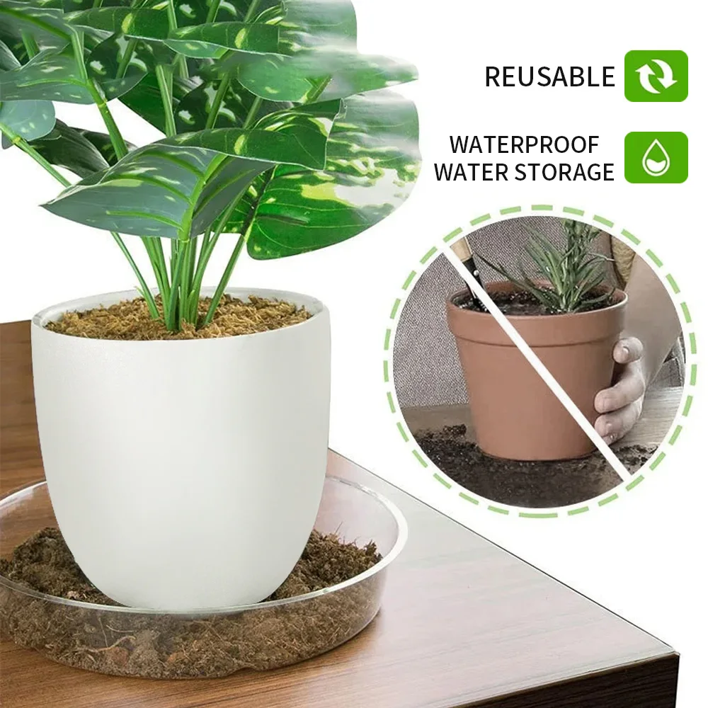 قاعدة وعاء نباتات البستانية الشفافة مقاومة للماء ومضادة للانزلاق صينية وعاء منزلية دائرية لتخزين المياه البلاستيكية وصرف البقع #3