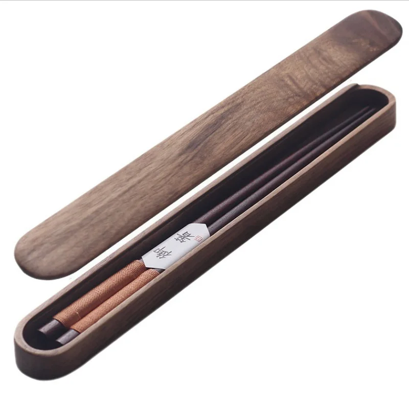 High quality Portable tableware Chestnut Sushi Japanese Tie line Chinese Set Handmade Wood Value Chopsticks food Natural Gift