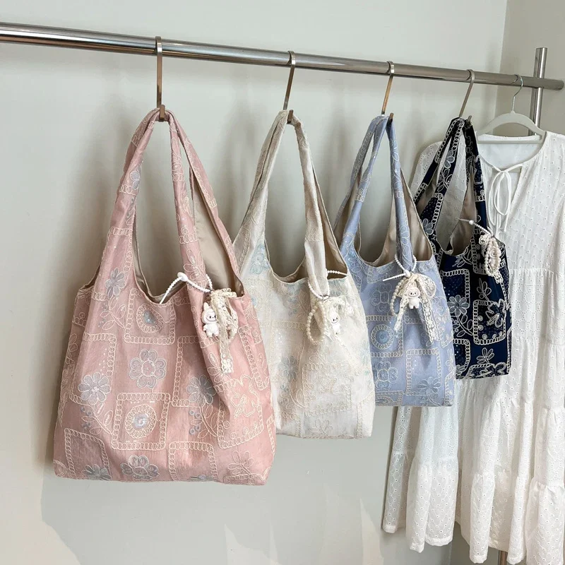 حقائب كتف ذات سعة كبيرة بلون سادة من PC حقائب نسائية متعددة الاستخدامات للبيع حقائب يد نسائية مطرزة للتنقل باللون الوردي