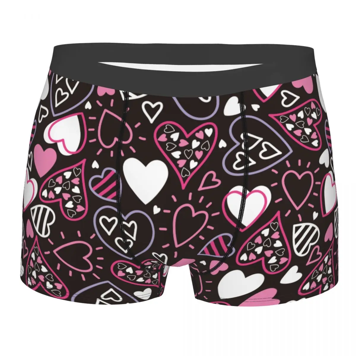 Men's Heart Pattern Boxer Shorts Panties Breathable Underwear Homme Sexy S-XXL Underpants