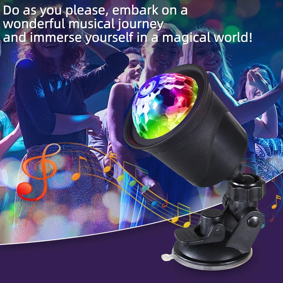 1pc Colorful Magic Ball Atmosphere Sound Control Music Rhythm Light Multi Mode Rotating Projection Light Atmosphere Creation.