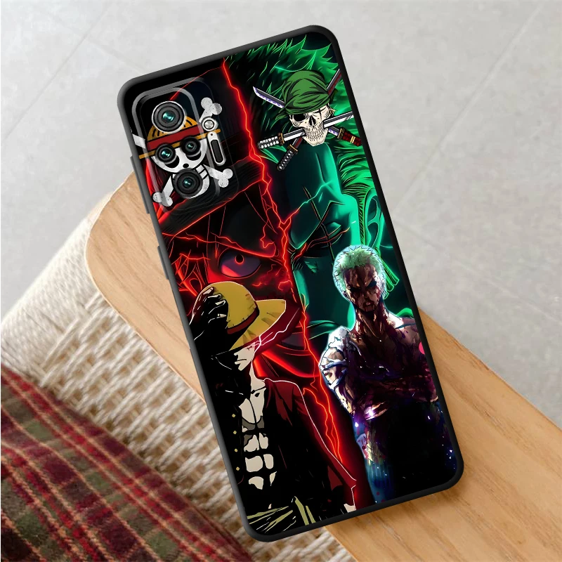 حافظة لهاتف Xiaomi Redmi Note 9S 10S 13 14 Pro Plus 9 10 11 12 Pro 7 8 11s 12s غطاء هاتف ناعم أسود قطعة واحدة موضة لوفي زورو #6