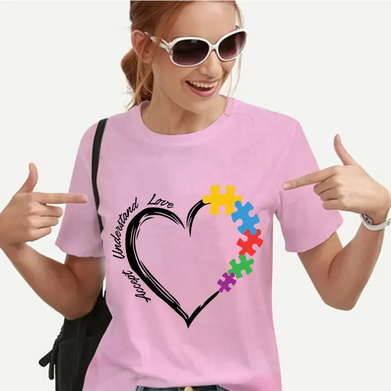 Nuove T-shirt per le donne Moda Autismo Stampa T-shirt unisex Y2K Streetwear Abbigliamento Autismo Consapevolezza T Shirt Autismo T-shirt femminile