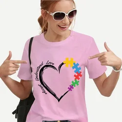 New T-shirts for Women Fashion Autism Print Unisex T Shirt Y2K Streetwear Clothes Autism Awareness T Shirt Autism Female Tee Top