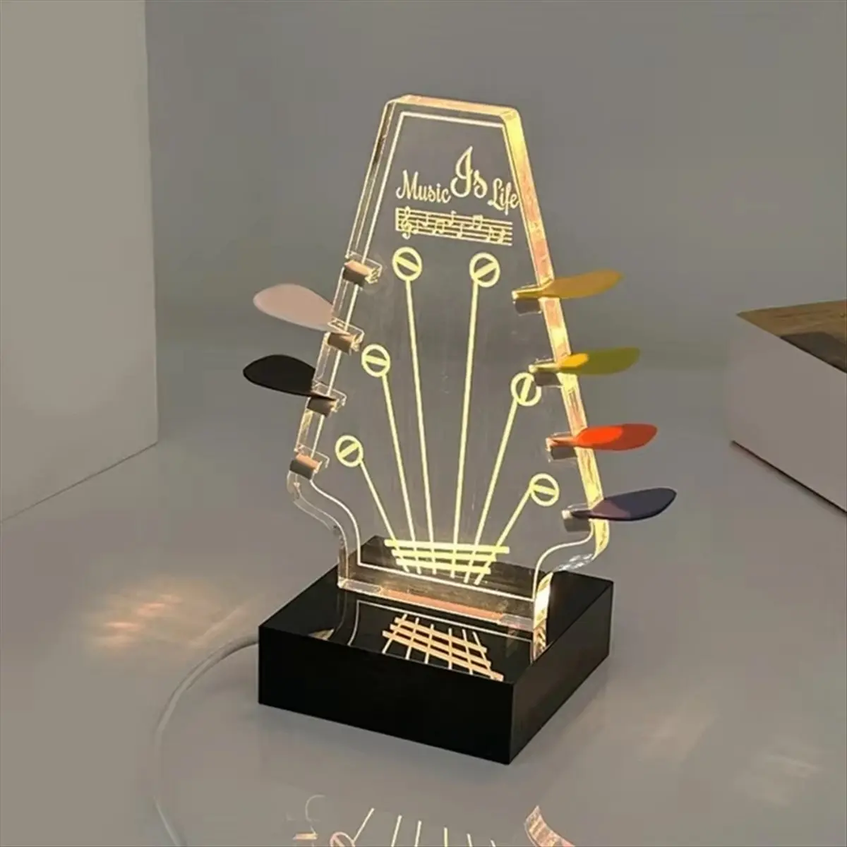 TUREBG Guitar Pick Rack Holder Base for Picks Storage & Display Light Up Guitar Pick Holder Acrylic Electric Guitar Pick Stand