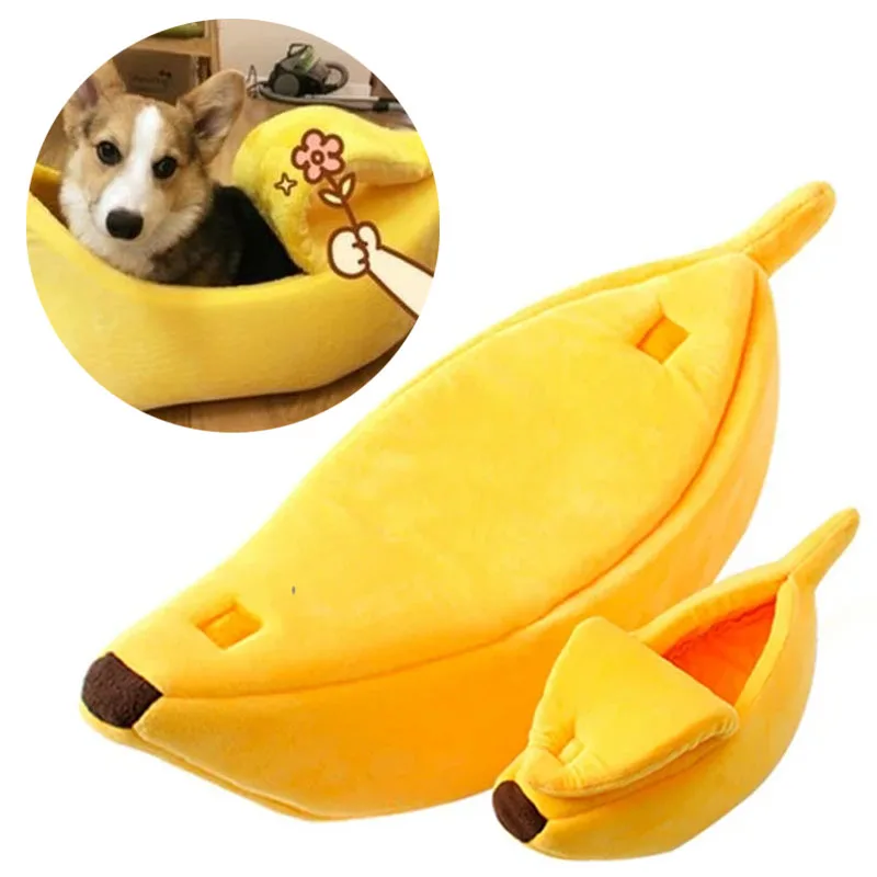 Comfortable Cat Nest Mat Winter Cushion Warm Soft Funny Kitten Sleeping Bag Cute Cozy Banana Shaped Pet Bedding Dog Accessories