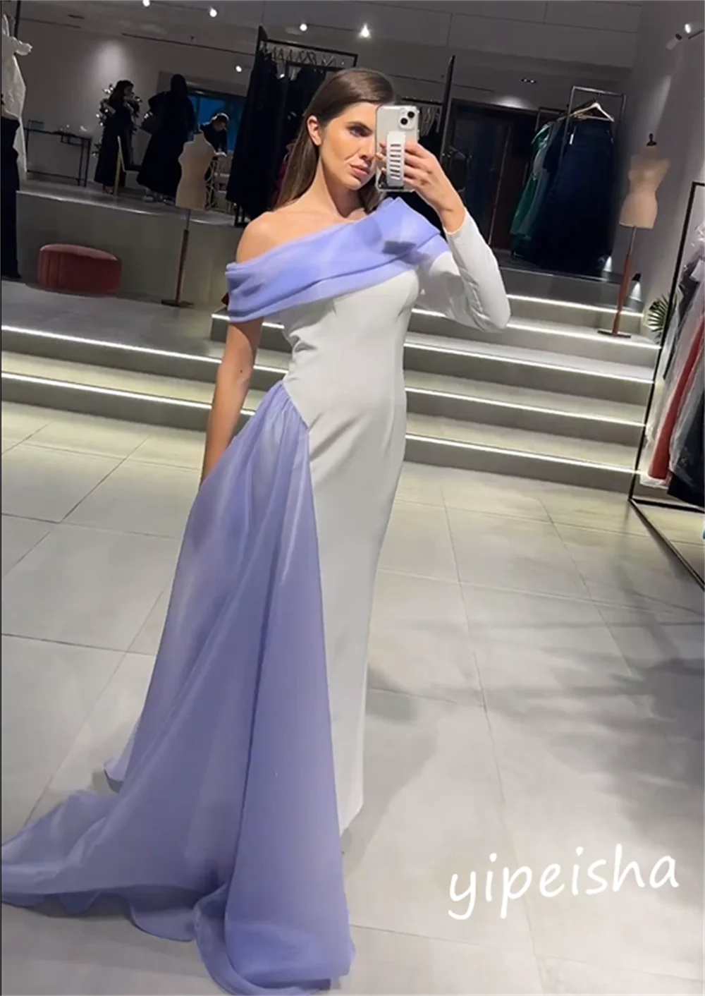 Jiayigong  Prom Chiffon Criss-Cross Clubbing Asymmetrical One-shoulder Bespoke Occasion Gown Long Dresses