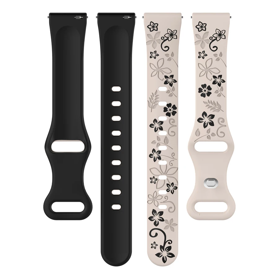 3D Silicone Carved Flowers Watch Band Strap 18mm 20mm 22mm Quick Release Smart Watch Strap For Xiaomi HUAWEI Samsung Watch Band