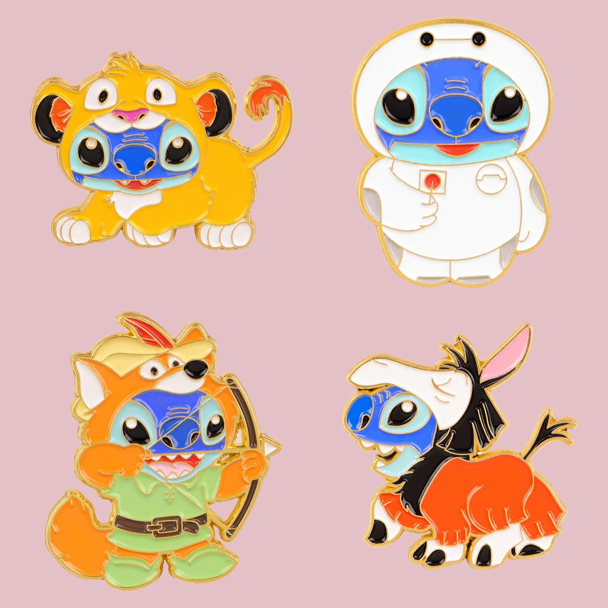 

4pcs Cartoon Robot Enamel Pin Lapel Pins Badges on Backpack Women's Brooch Clothes Decorations Cosplay Accessories Toys Gift