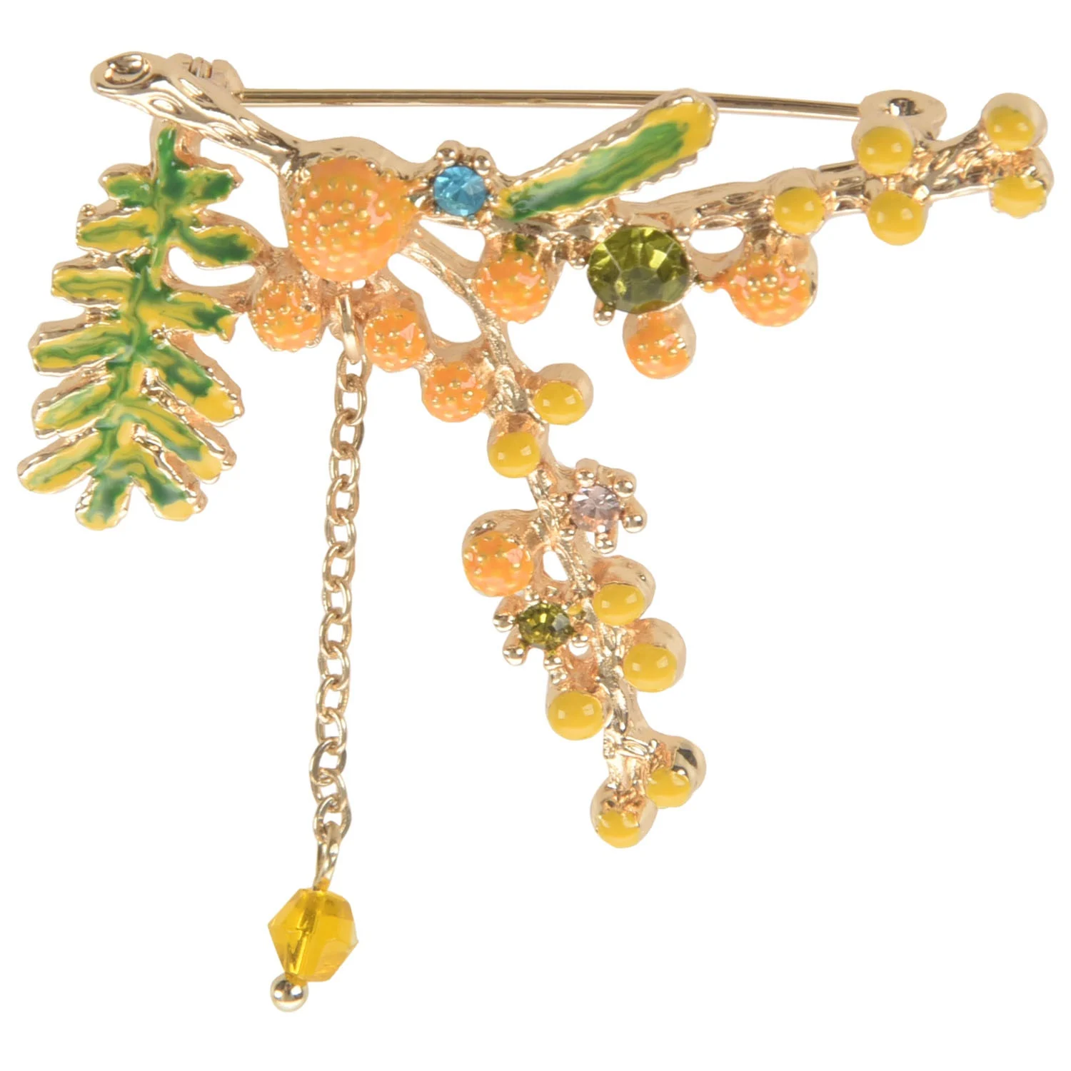 

A69G-Jewelry Mimosa Well Green Leaf Pin Female Ladies 'Shirts Brooches