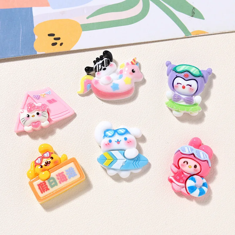 

100pcs Kawaii Resin Cartoon Sanrio Beach Camping Flatback DIY Home Furnishing Embellishments Hairpin Accessories